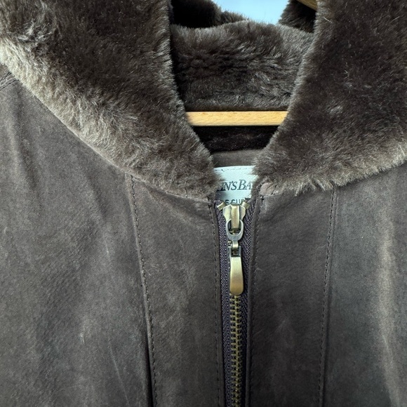 Vintage St. Johns Bay Hooded Faux Fur Lined Washable Suede Coat in Brown Size XL - Picture 9 of 11